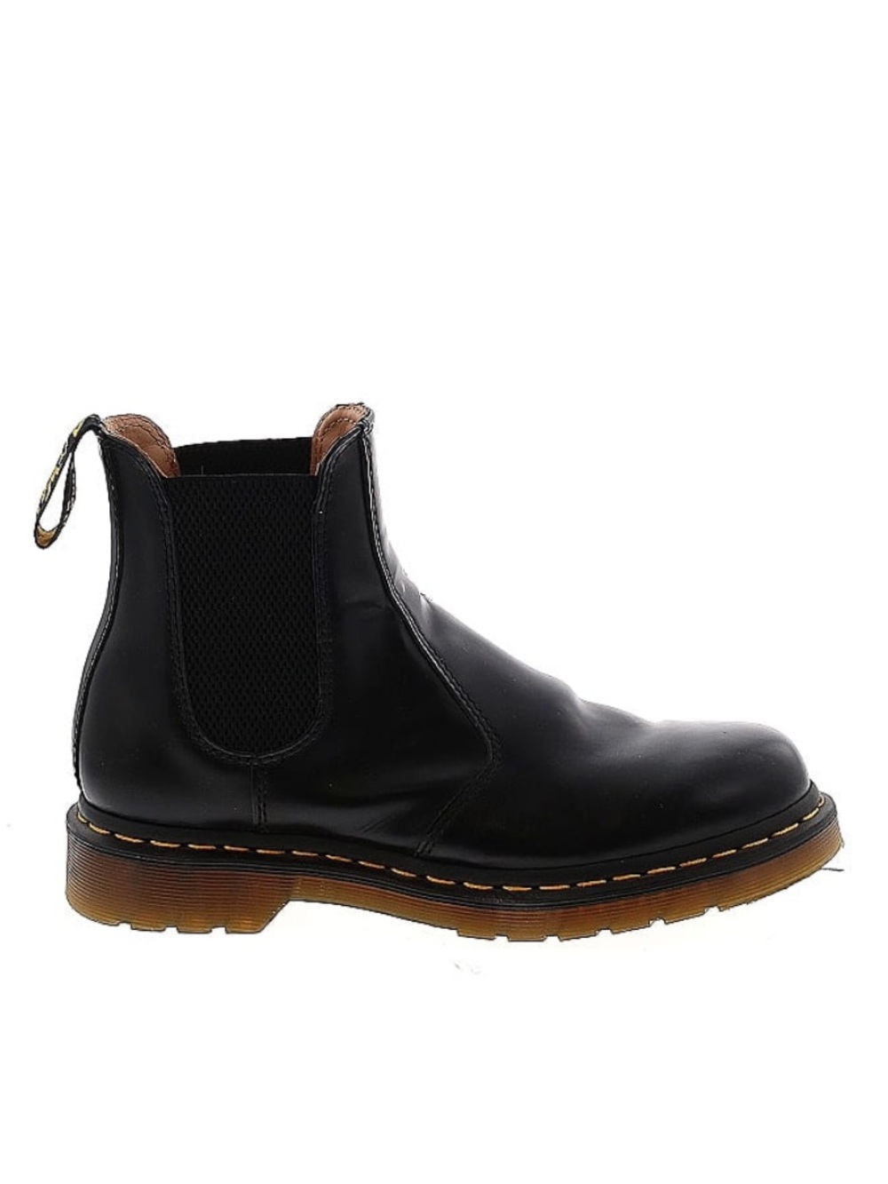 Dr. Martens Black Leather Chelsea Boot with Tan Stitching
